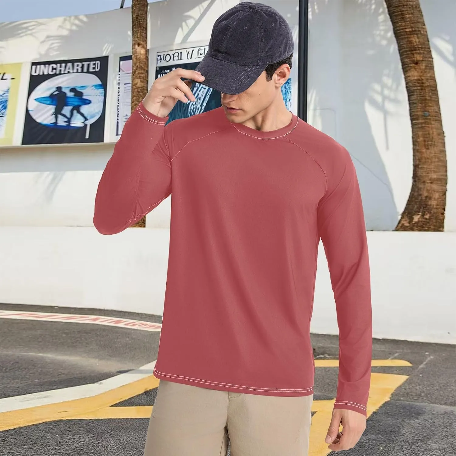 Turquoise SPF 50 Shirts for Men Quick Dry Hot Weather Long Sleeve Shirt Small