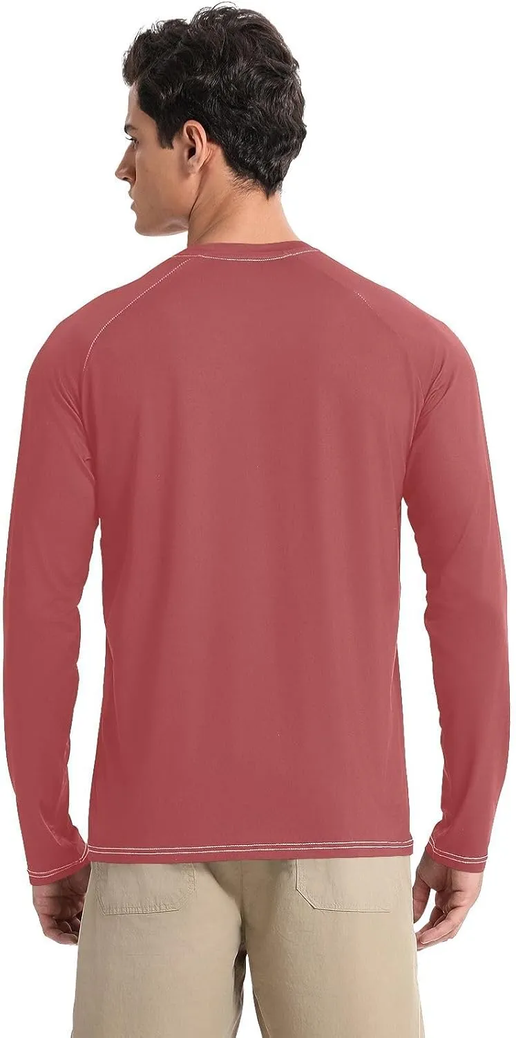 Turquoise SPF 50 Shirts for Men Quick Dry Hot Weather Long Sleeve Shirt Small