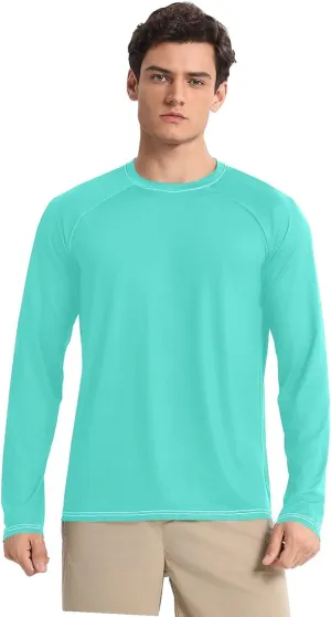Turquoise SPF 50 Shirts for Men Quick Dry Hot Weather Long Sleeve Shirt Small