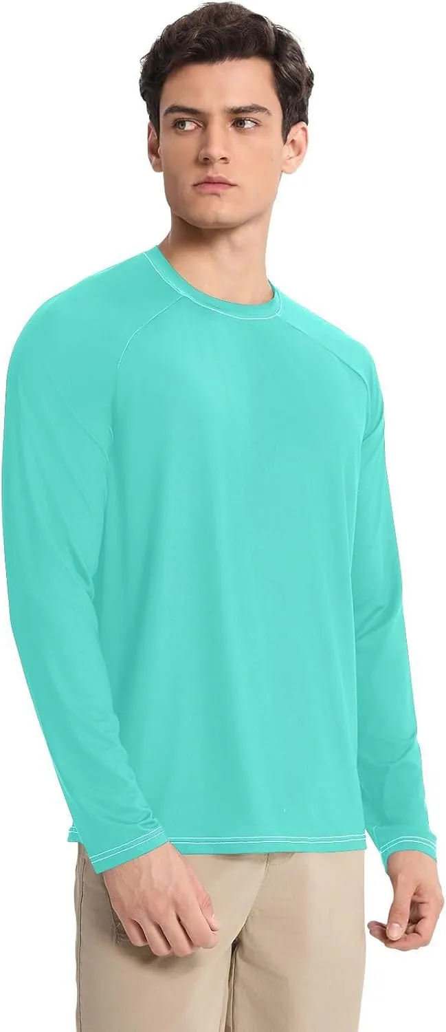 Turquoise SPF 50 Shirts for Men Quick Dry Hot Weather Long Sleeve Shirt Small