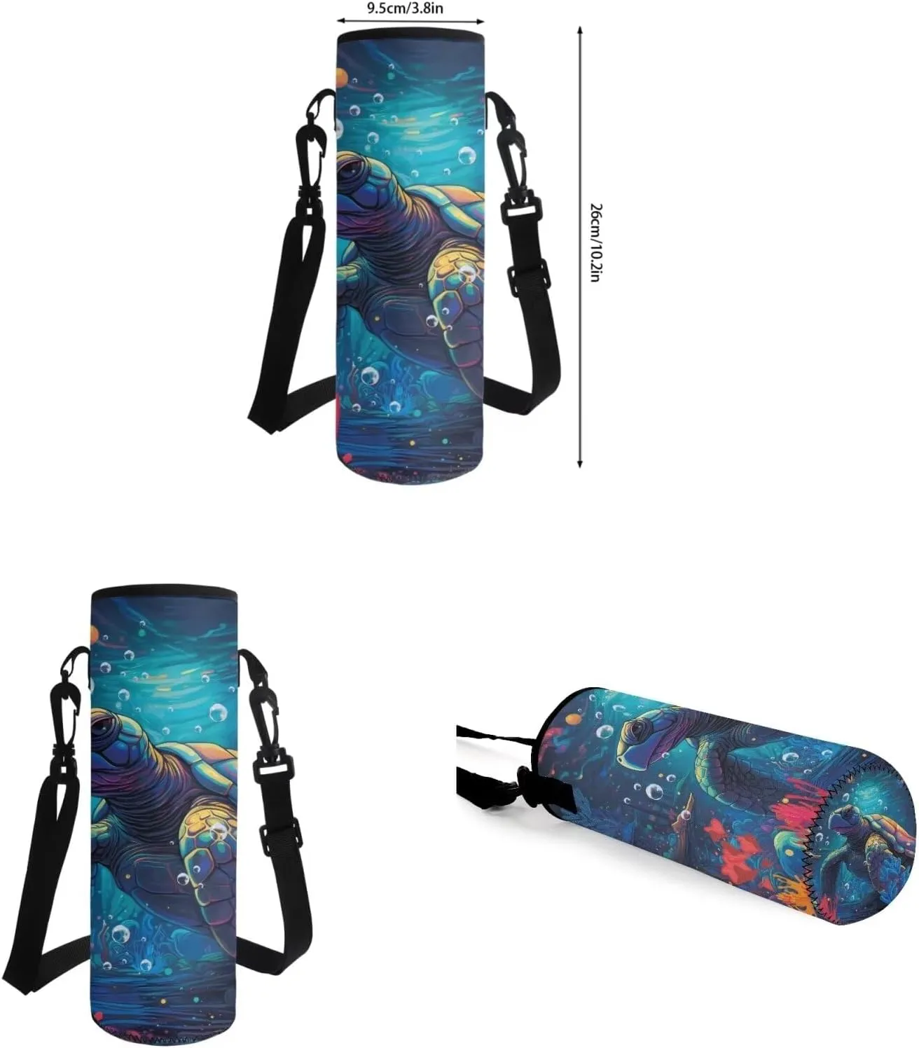Turtle Print Set of 4 Backpack for Kids 8-12Y with Lunchbox Girl Backpack and Lunch Box Set 17 inch Large Capacity Bookbag for Middle School Secondary Schools