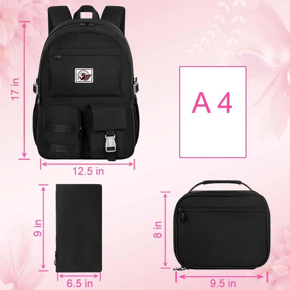 UFNDC Backpacks for Girls, 17" Water Resistant Aesthetic School Bag, Kids Bookbag for Teenagers