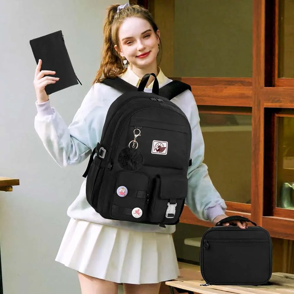 UFNDC Backpacks for Girls, 17" Water Resistant Aesthetic School Bag, Kids Bookbag for Teenagers