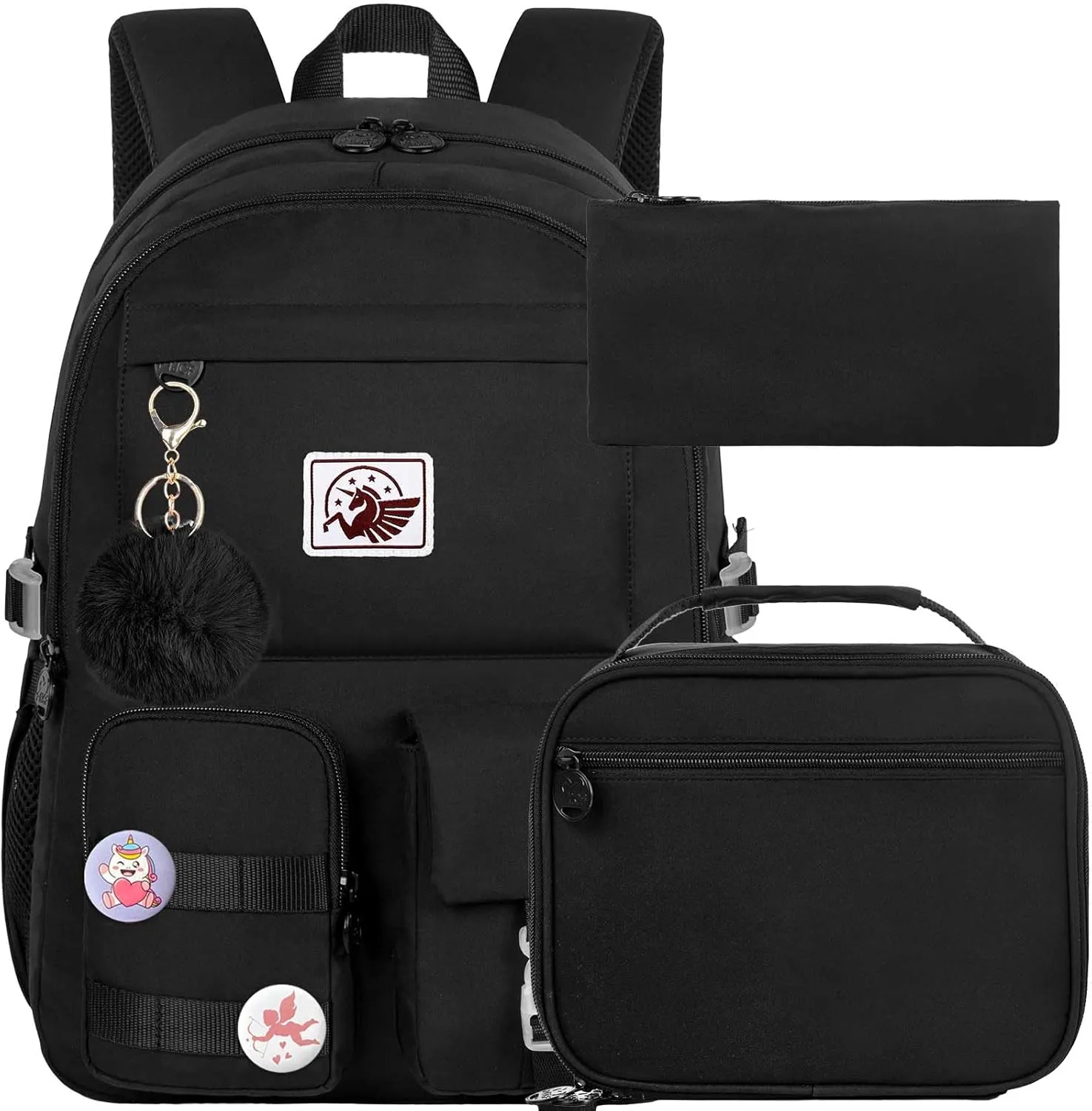 UFNDC Backpacks for Girls, 17" Water Resistant Aesthetic School Bag, Kids Bookbag for Teenagers