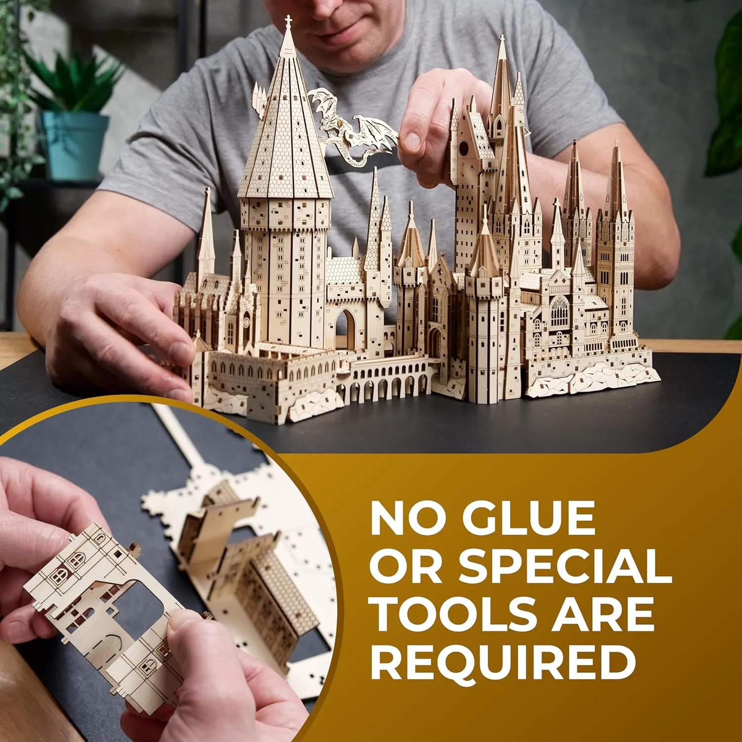 UGEARS Harry Potter Hogwarts Castle Building Blocks for Adults - Harry Potter Wooden Puzzle for Teens - 3D Jigsaw Puzzles for Adults - Harry Potter Castle Model