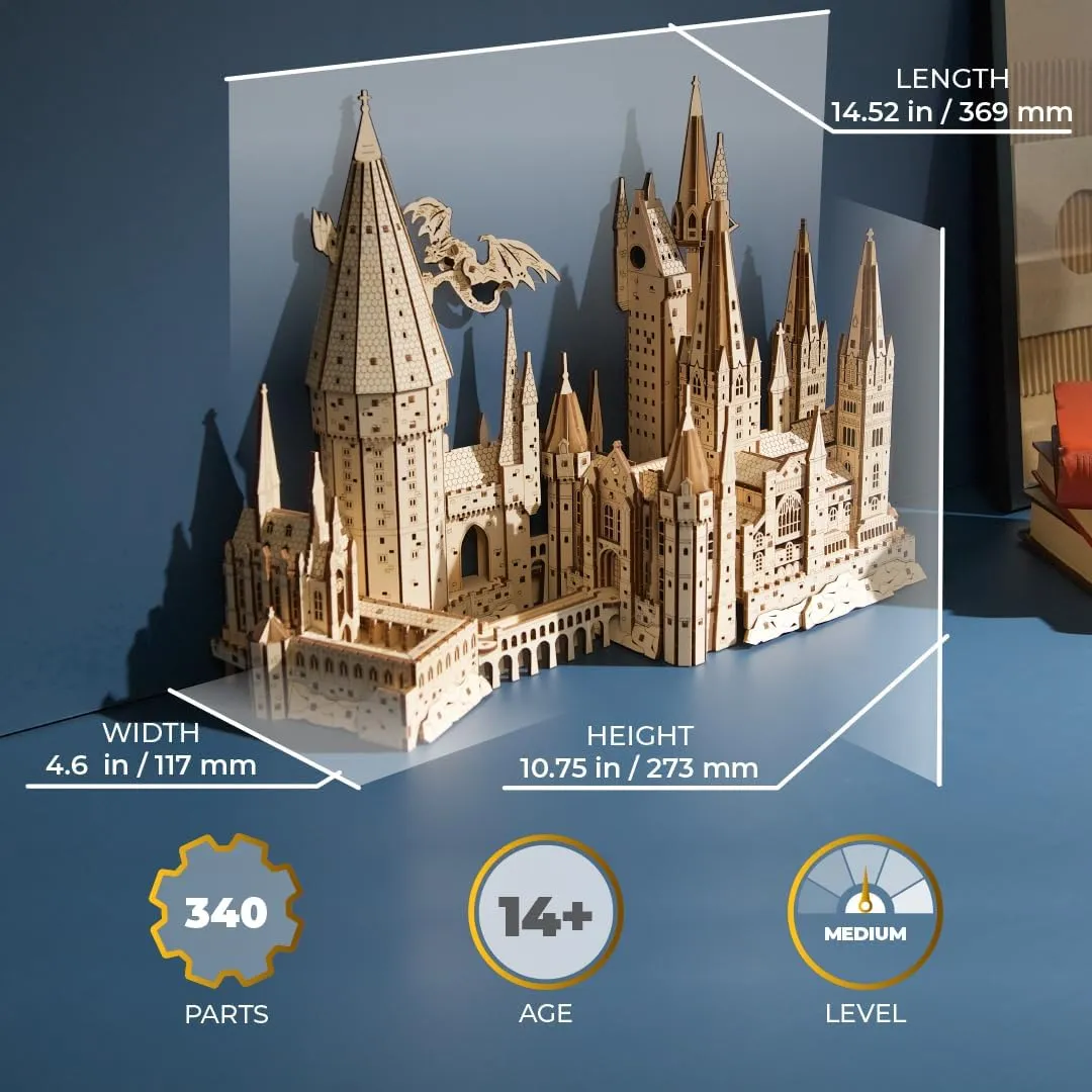 UGEARS Harry Potter Hogwarts Castle Building Blocks for Adults - Harry Potter Wooden Puzzle for Teens - 3D Jigsaw Puzzles for Adults - Harry Potter Castle Model
