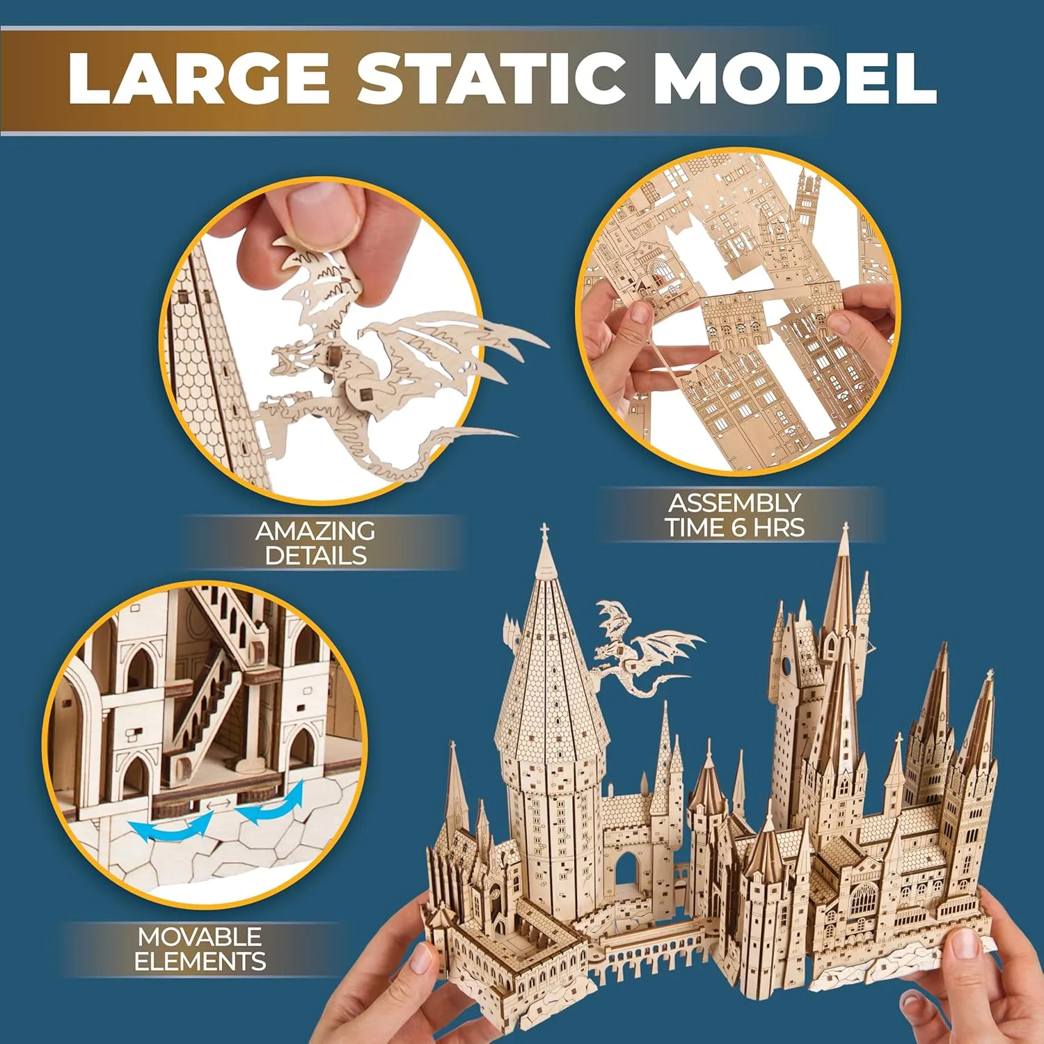 UGEARS Harry Potter Hogwarts Castle Building Blocks for Adults - Harry Potter Wooden Puzzle for Teens - 3D Jigsaw Puzzles for Adults - Harry Potter Castle Model