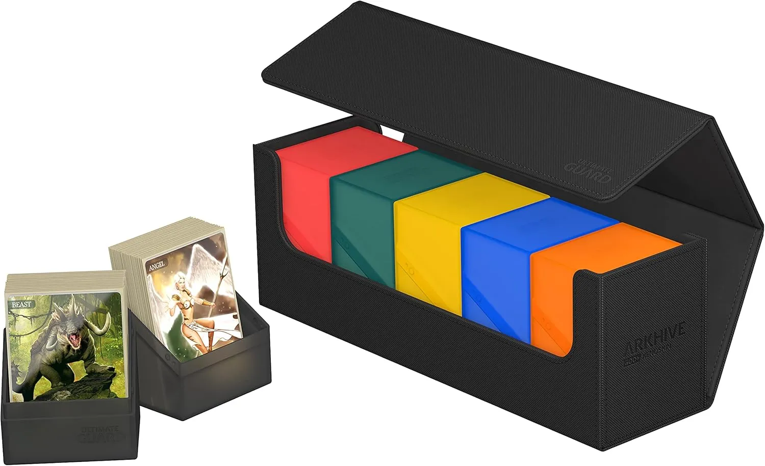 Ultimate Guard Arkhive 400 , Deck Case for 400 Double-Sleeved TCG Cards, Black, Compatible with Boulders, Magnetic Closure & Microfiber Inner Lining
