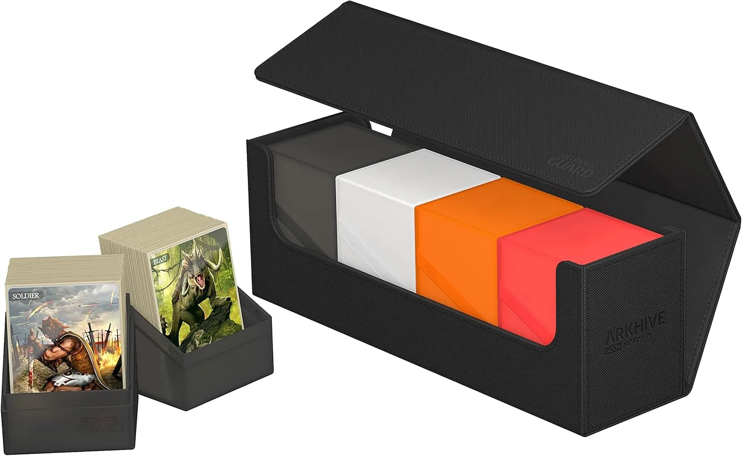 Ultimate Guard Arkhive 400 , Deck Case for 400 Double-Sleeved TCG Cards, Black, Compatible with Boulders, Magnetic Closure & Microfiber Inner Lining