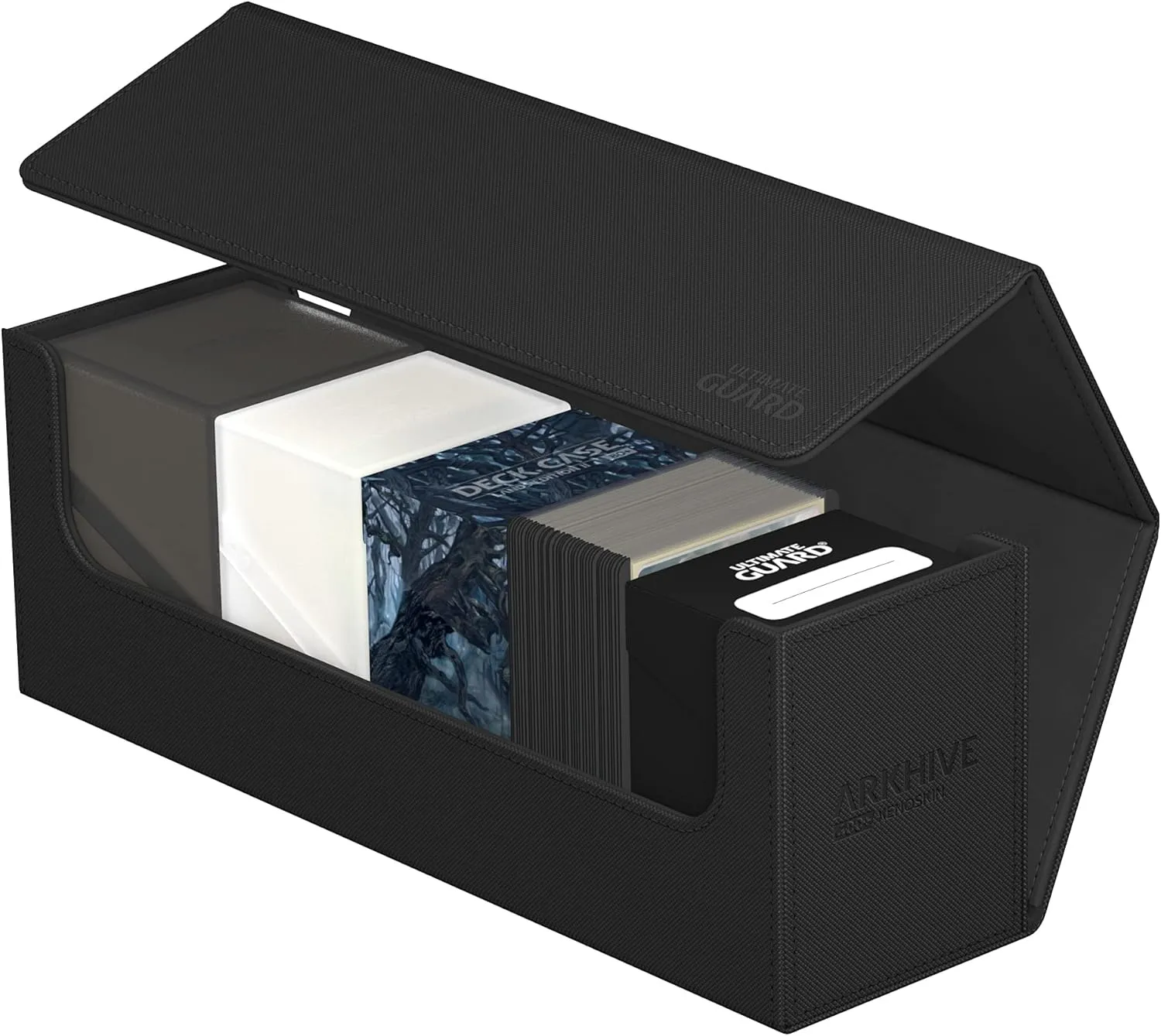 Ultimate Guard Arkhive 400 , Deck Case for 400 Double-Sleeved TCG Cards, Black, Compatible with Boulders, Magnetic Closure & Microfiber Inner Lining