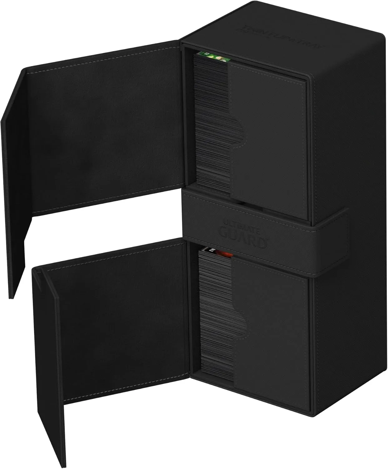 Ultimate Guard Twin Flip'n'Tray 266 , Deck Case for 266 Double-Sleeved TCG Cards   Dice Tray, Black, Independent Magnetic Closure & Microfiber Inner Lining