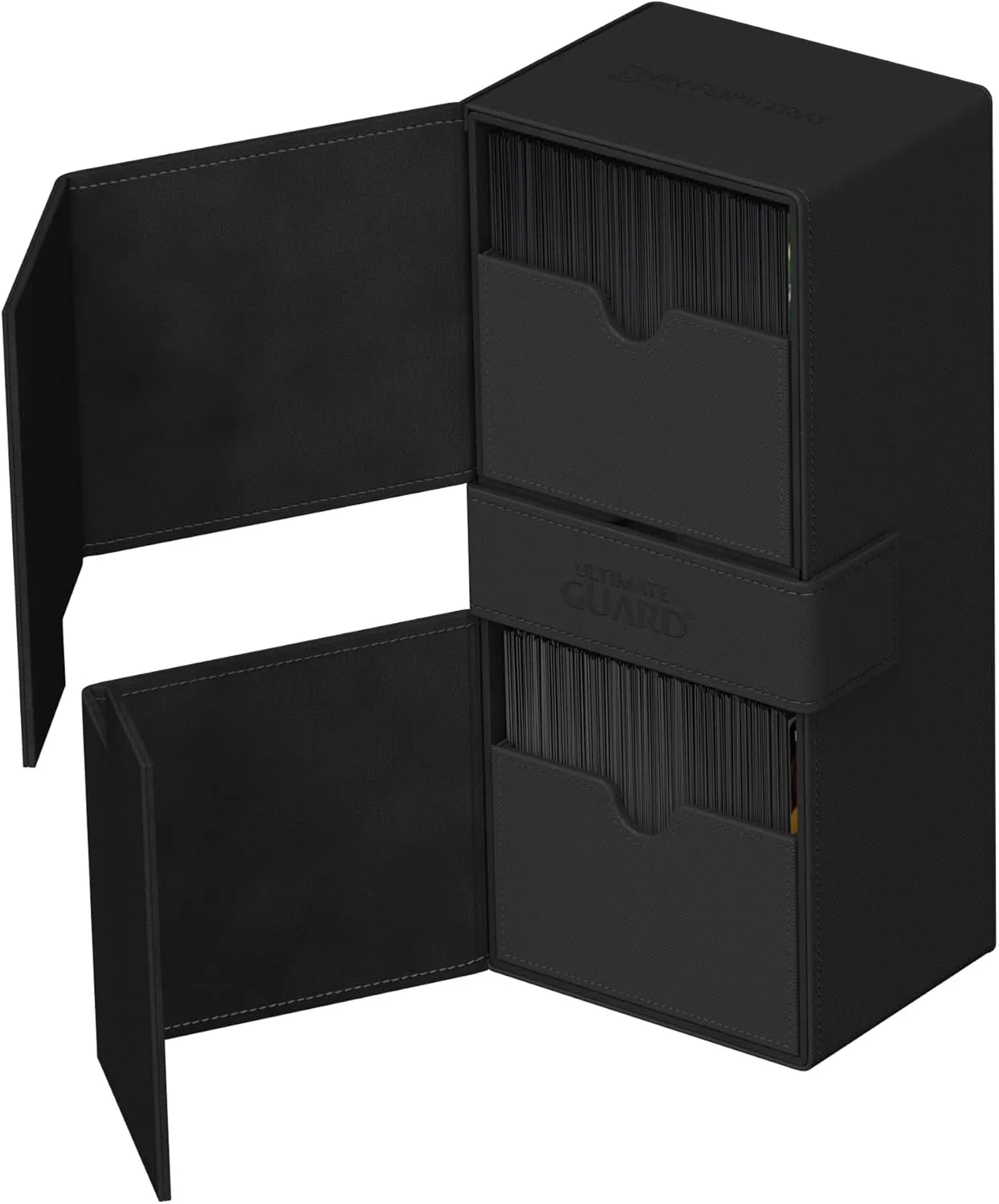 Ultimate Guard Twin Flip'n'Tray 266 , Deck Case for 266 Double-Sleeved TCG Cards   Dice Tray, Black, Independent Magnetic Closure & Microfiber Inner Lining