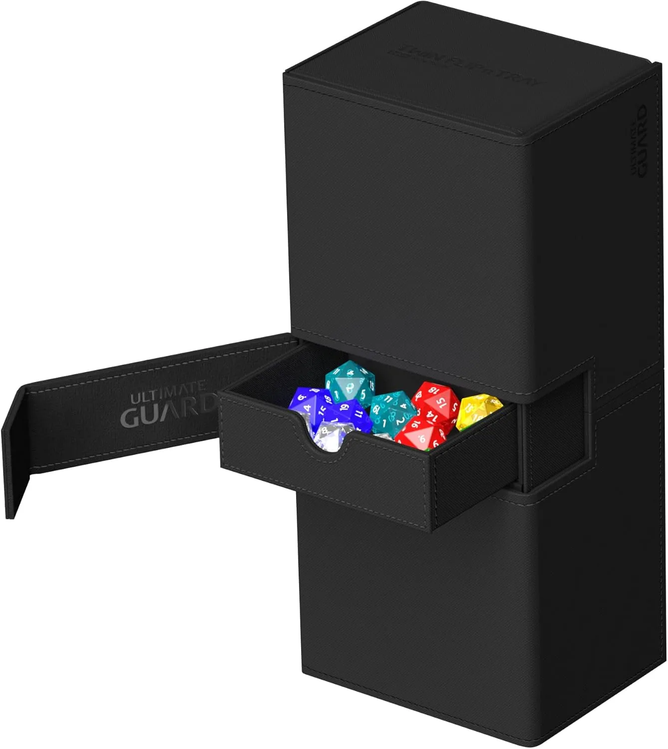 Ultimate Guard Twin Flip'n'Tray 266 , Deck Case for 266 Double-Sleeved TCG Cards   Dice Tray, Black, Independent Magnetic Closure & Microfiber Inner Lining