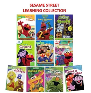Ultimate Sesame Street Learn DVD Collection # 3: Ready for School/ Great Numbers Game/ Elmo's Favorite Stories/ Imagine Higher Count on Elmo   Book