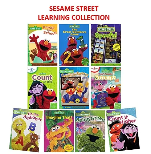 Ultimate Sesame Street Learn DVD Collection # 3: Ready for School/ Great Numbers Game/ Elmo's Favorite Stories/ Imagine Higher Count on Elmo   Book