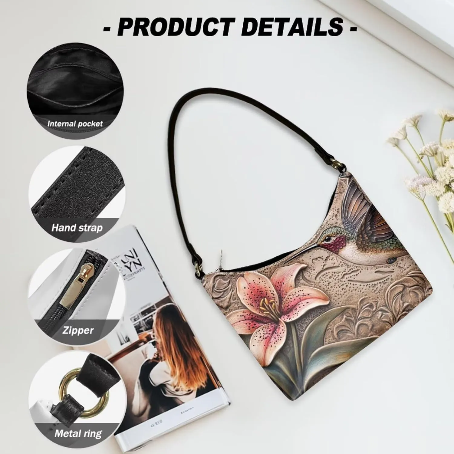 Underarm Shoulder Bag for Women Clutch Purse Handbag Pu Leather Tote Hobo Bag with Zipper Closure