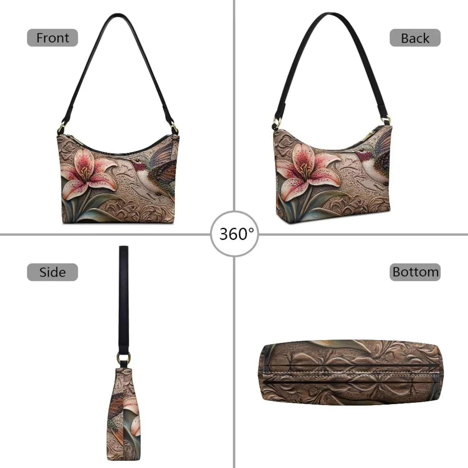 Underarm Shoulder Bag for Women Clutch Purse Handbag Pu Leather Tote Hobo Bag with Zipper Closure