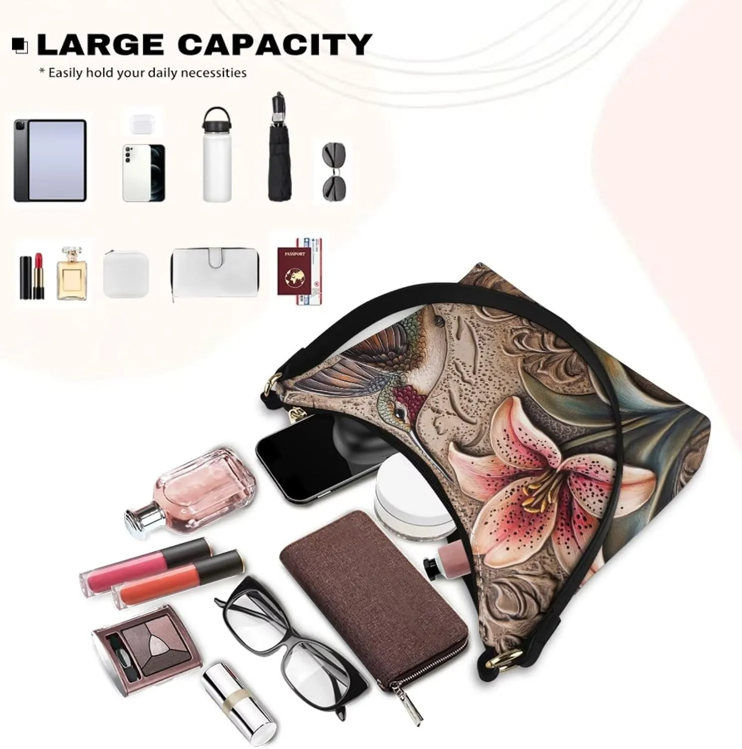 Underarm Shoulder Bag for Women Clutch Purse Handbag Pu Leather Tote Hobo Bag with Zipper Closure