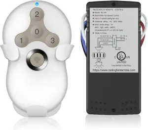 Universal Ceiling Fan Remote Control Kit, Compatible with Hunter, Harbor Breeze Hampton Bay, 3-Speed Control Fans with Dimmer, Remote Works with Hunter 99122 99123 99600