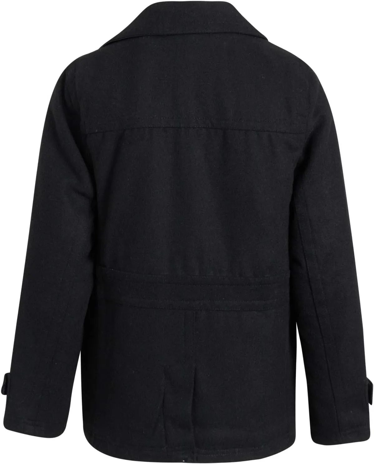 URBAN REPUBLIC Boys' Peacoat - Double Breasted Mixed Wool Dress Coat with Soft Faux Fur Lining and Flap Pockets (Sizes: 4-20)