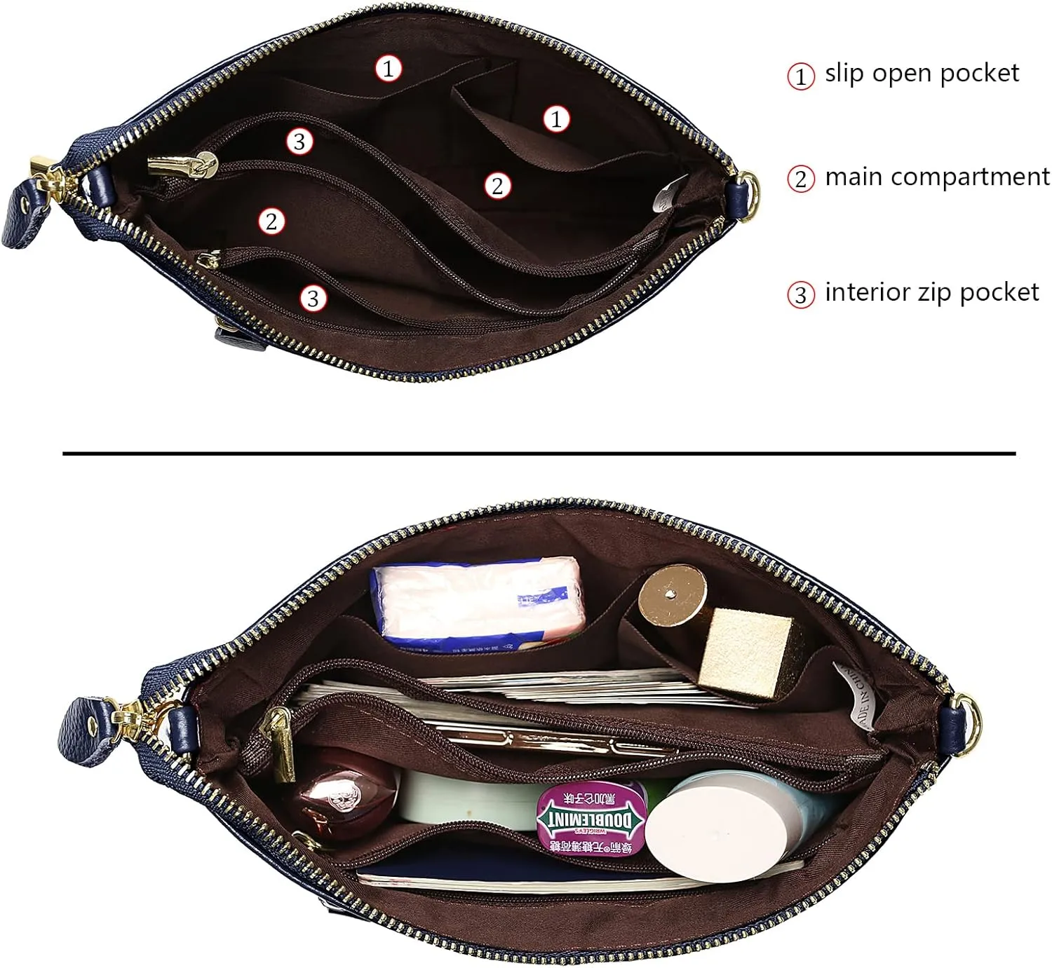 Uromee Wristlet Wallet Clutch Purses for Women Genuine Leather Crossbody Bag Handbag with Detachable Shoulder Chain