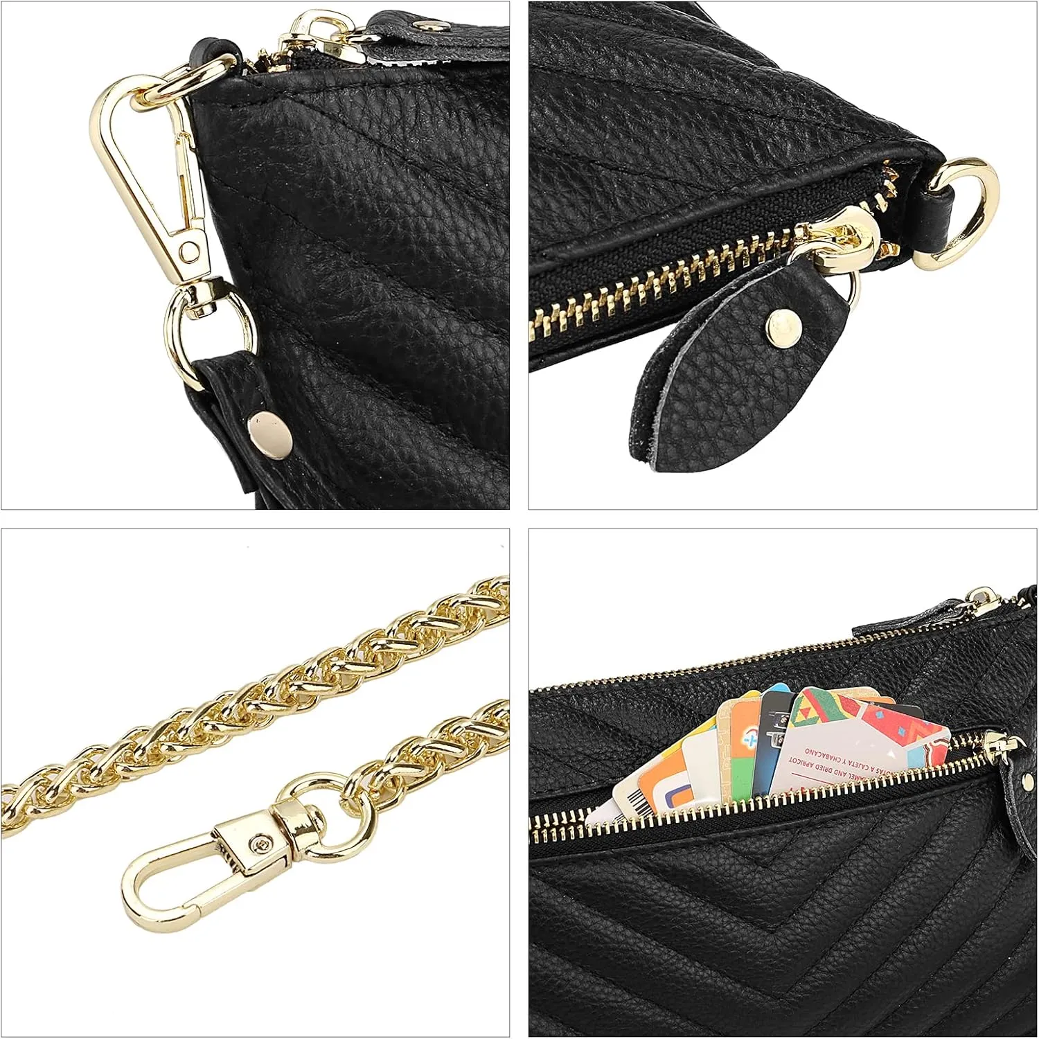 Uromee Wristlet Wallet Clutch Purses for Women Genuine Leather Crossbody Bag Handbag with Detachable Shoulder Chain