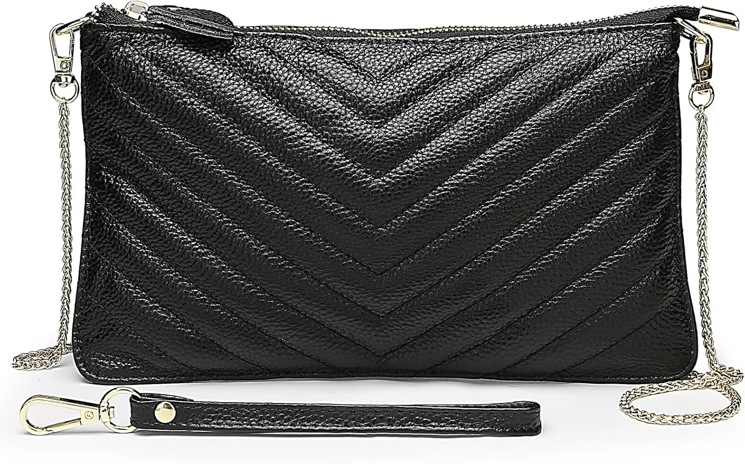 Uromee Wristlet Wallet Clutch Purses for Women Genuine Leather Crossbody Bag Handbag with Detachable Shoulder Chain