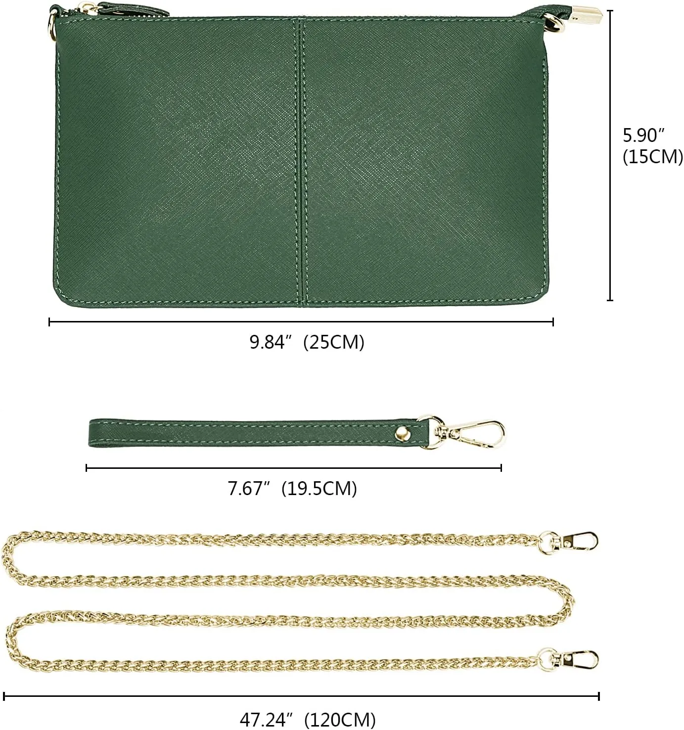 Uromee Wristlet Wallet Clutch Purses for Women Genuine Leather Crossbody Bag Handbag with Detachable Shoulder Chain