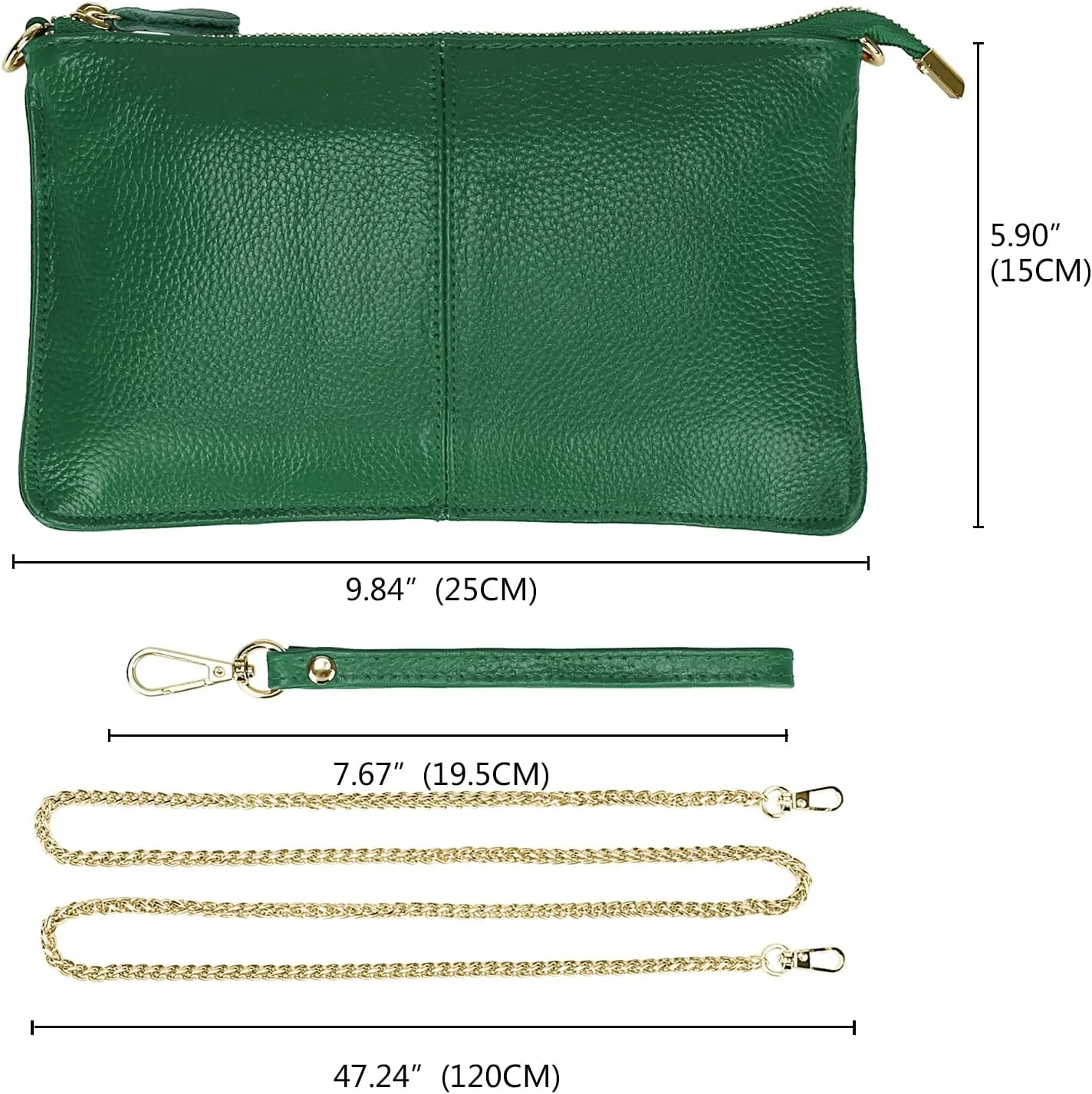 Uromee Wristlet Wallet Clutch Purses for Women Genuine Leather Crossbody Bag Handbag with Detachable Shoulder Chain