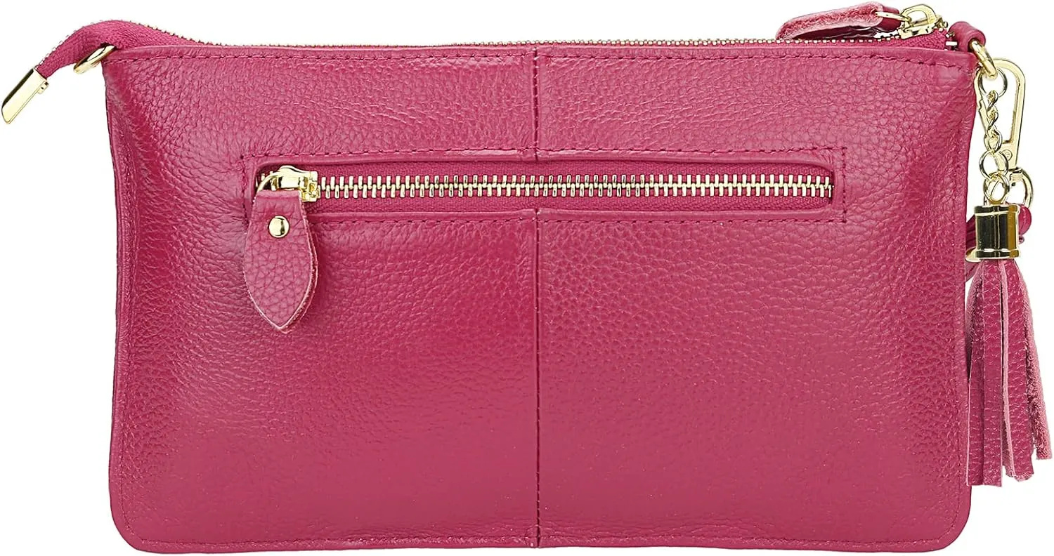 Uromee Wristlet Wallet Clutch Purses for Women Genuine Leather Crossbody Bag Handbag with Detachable Shoulder Chain