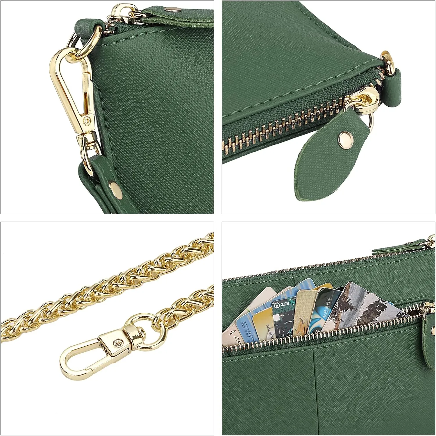 Uromee Wristlet Wallet Clutch Purses for Women Genuine Leather Crossbody Bag Handbag with Detachable Shoulder Chain