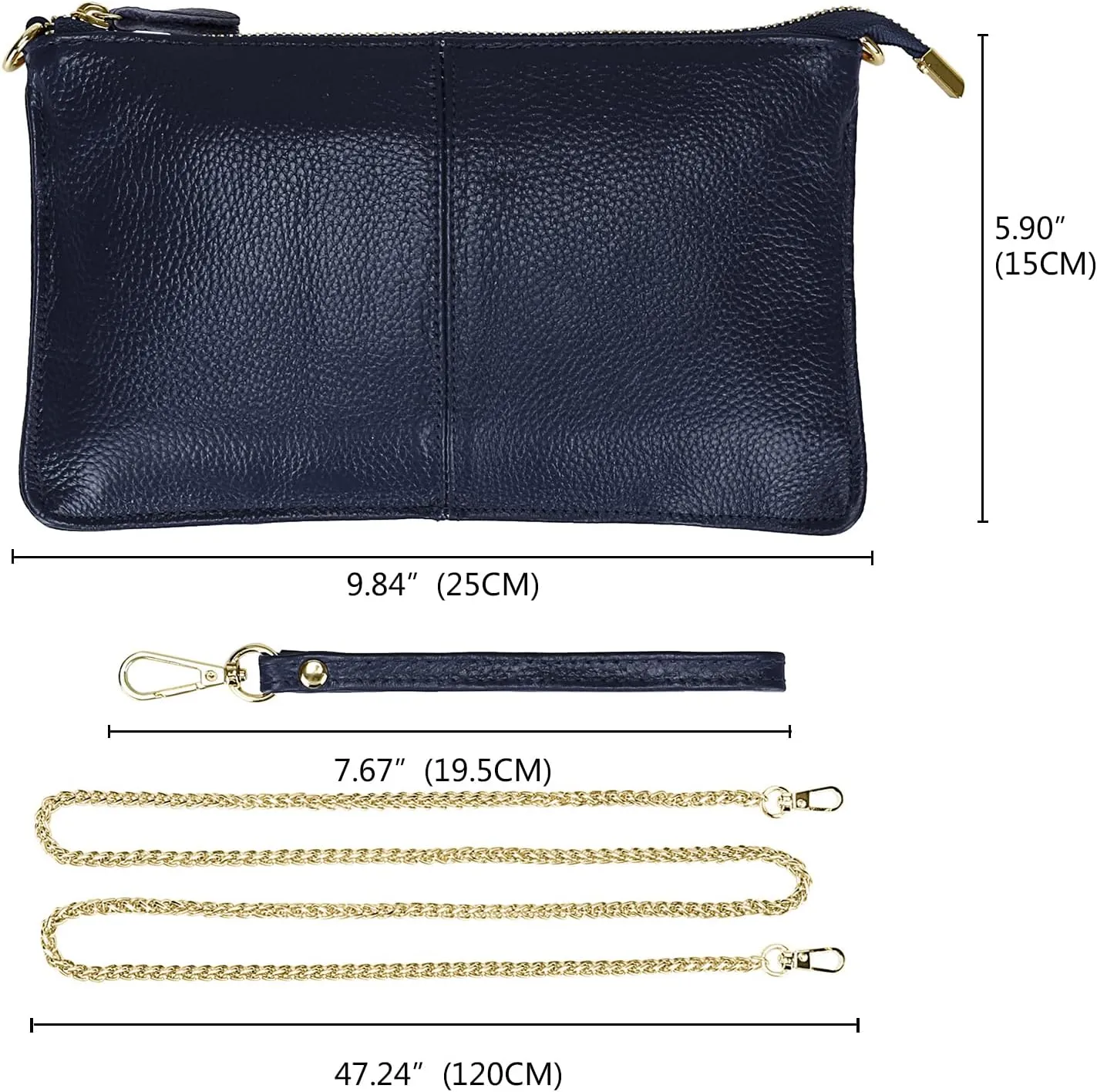 Uromee Wristlet Wallet Clutch Purses for Women Genuine Leather Crossbody Bag Handbag with Detachable Shoulder Chain