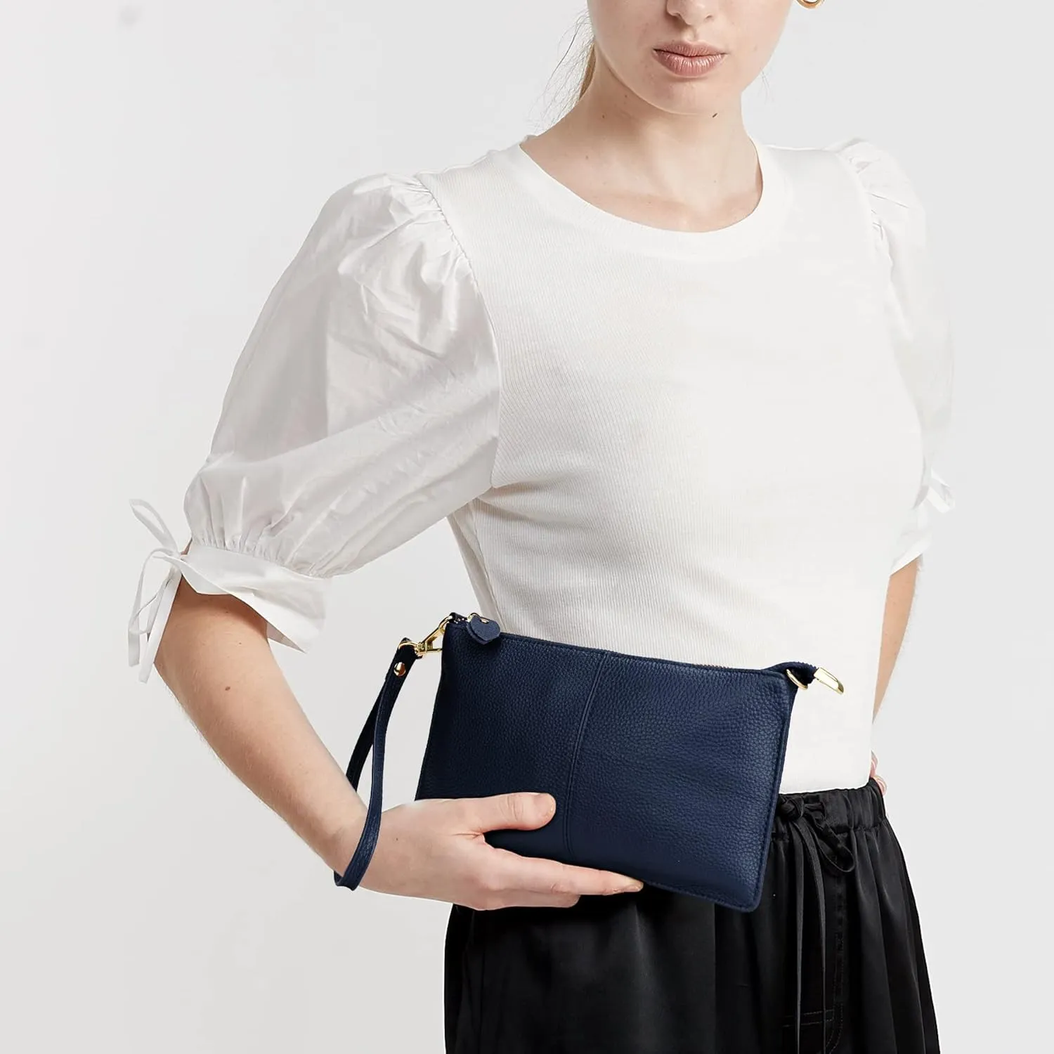 Uromee Wristlet Wallet Clutch Purses for Women Genuine Leather Crossbody Bag Handbag with Detachable Shoulder Chain