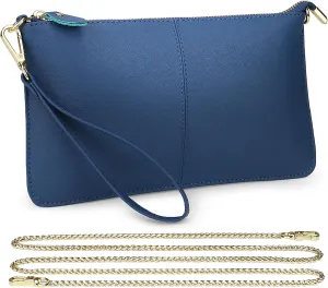 Uromee Wristlet Wallet Clutch Purses for Women Genuine Leather Crossbody Bag Handbag with Detachable Shoulder Chain