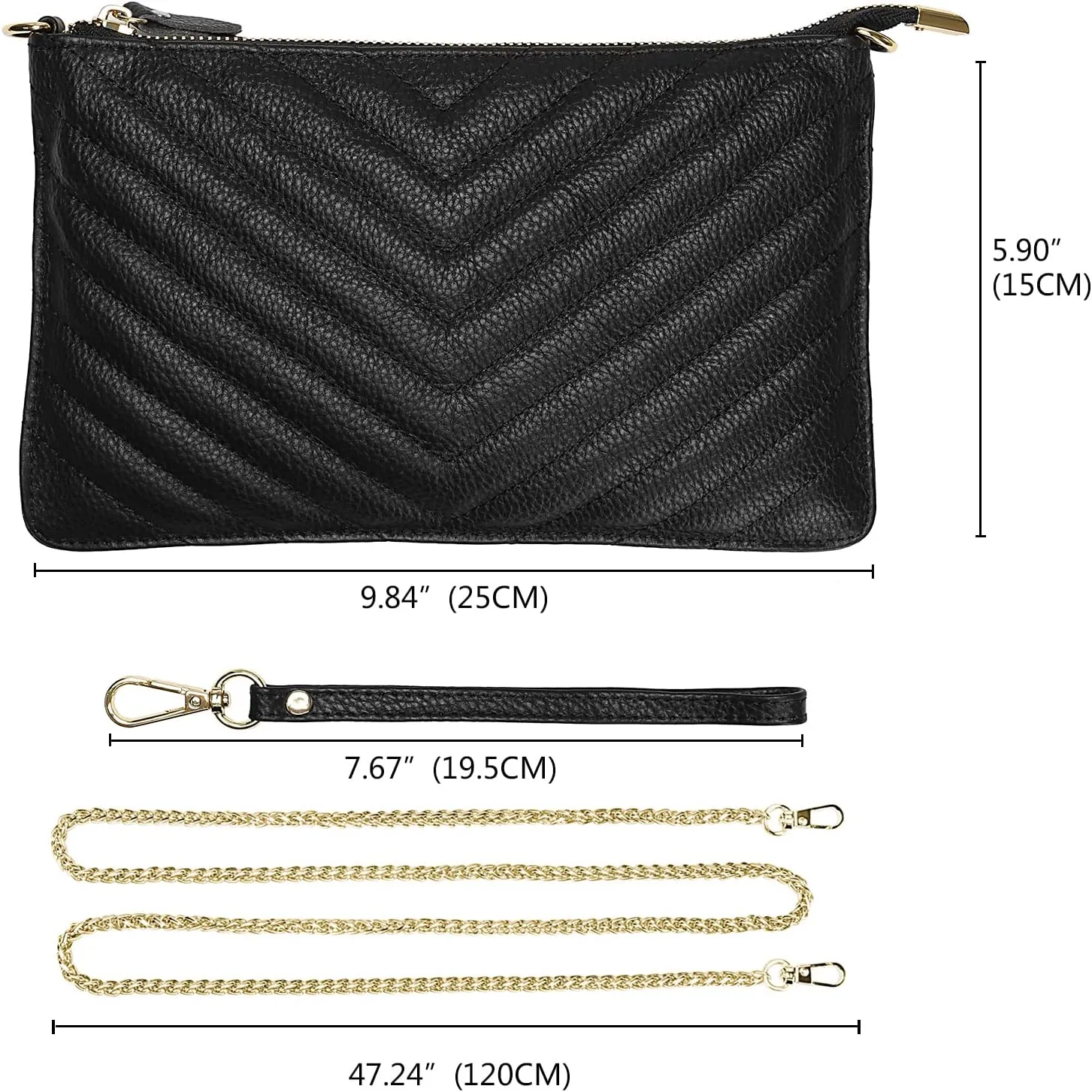 Uromee Wristlet Wallet Clutch Purses for Women Genuine Leather Crossbody Bag Handbag with Detachable Shoulder Chain