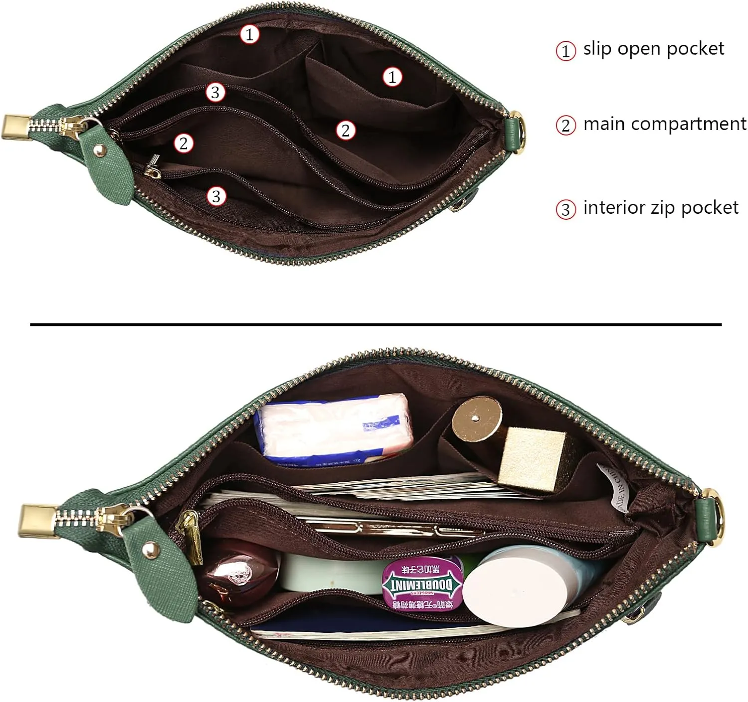 Uromee Wristlet Wallet Clutch Purses for Women Genuine Leather Crossbody Bag Handbag with Detachable Shoulder Chain