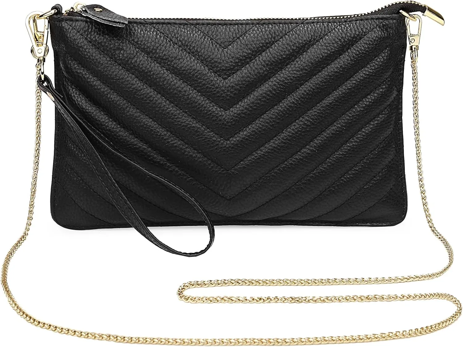 Uromee Wristlet Wallet Clutch Purses for Women Genuine Leather Crossbody Bag Handbag with Detachable Shoulder Chain