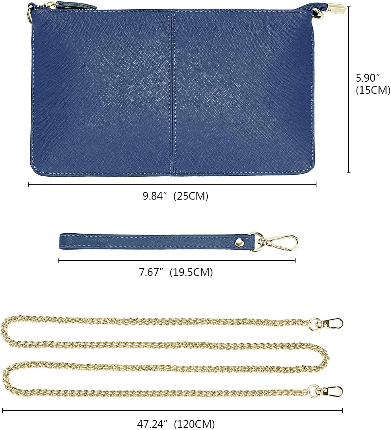 Uromee Wristlet Wallet Clutch Purses for Women Genuine Leather Crossbody Bag Handbag with Detachable Shoulder Chain