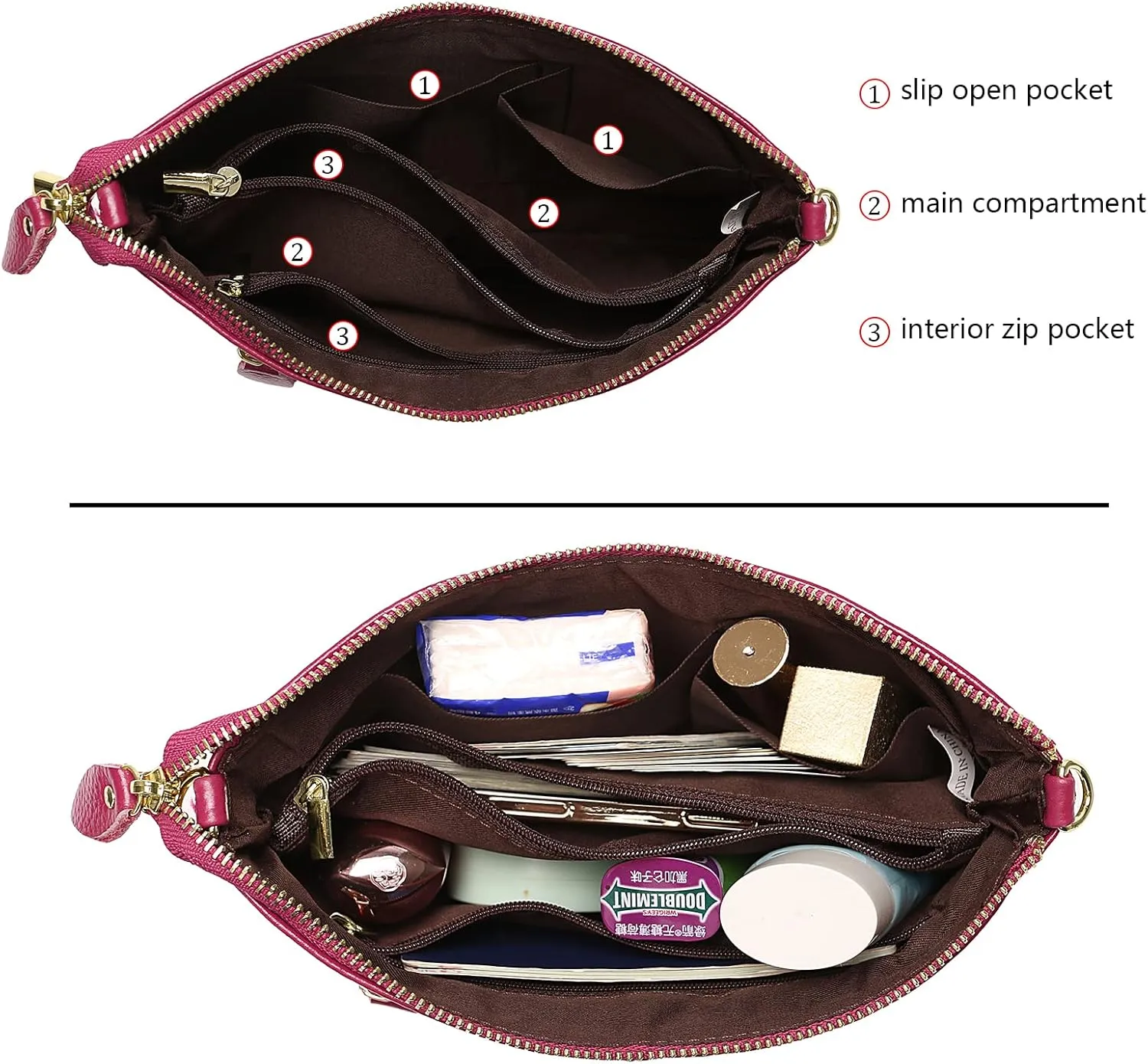 Uromee Wristlet Wallet Clutch Purses for Women Genuine Leather Crossbody Bag Handbag with Detachable Shoulder Chain