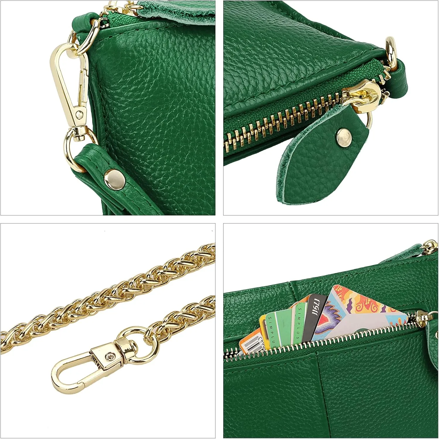 Uromee Wristlet Wallet Clutch Purses for Women Genuine Leather Crossbody Bag Handbag with Detachable Shoulder Chain