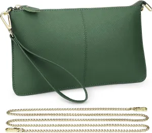 Uromee Wristlet Wallet Clutch Purses for Women Genuine Leather Crossbody Bag Handbag with Detachable Shoulder Chain