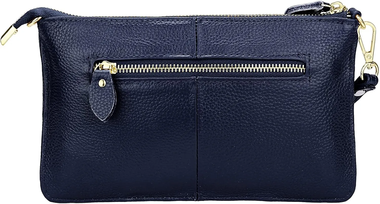 Uromee Wristlet Wallet Clutch Purses for Women Genuine Leather Crossbody Bag Handbag with Detachable Shoulder Chain