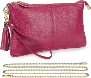 Uromee Wristlet Wallet Clutch Purses for Women Genuine Leather Crossbody Bag Handbag with Detachable Shoulder Chain