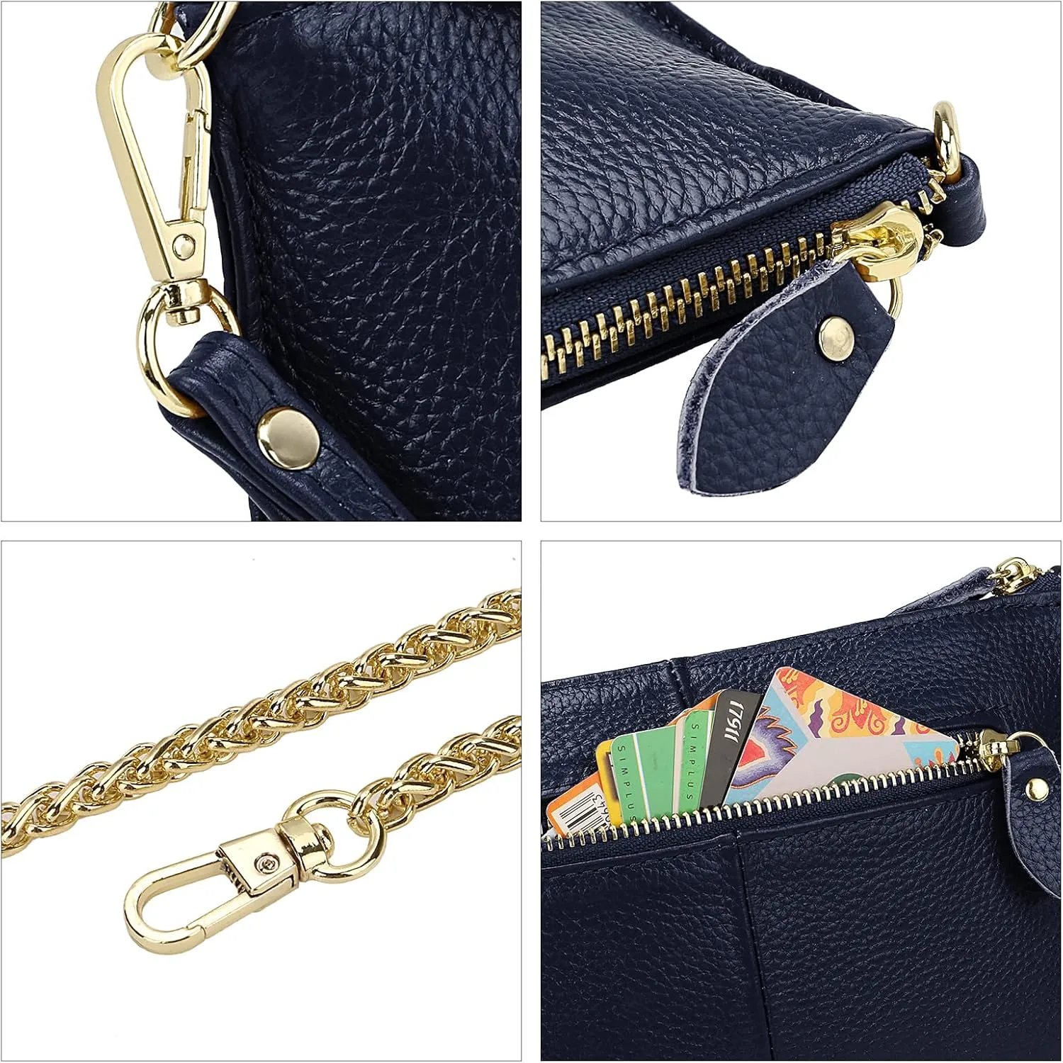 Uromee Wristlet Wallet Clutch Purses for Women Genuine Leather Crossbody Bag Handbag with Detachable Shoulder Chain
