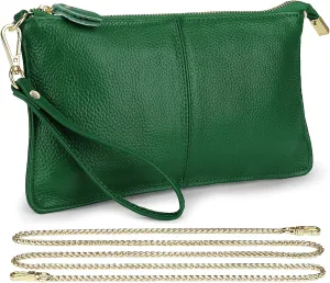 Uromee Wristlet Wallet Clutch Purses for Women Genuine Leather Crossbody Bag Handbag with Detachable Shoulder Chain
