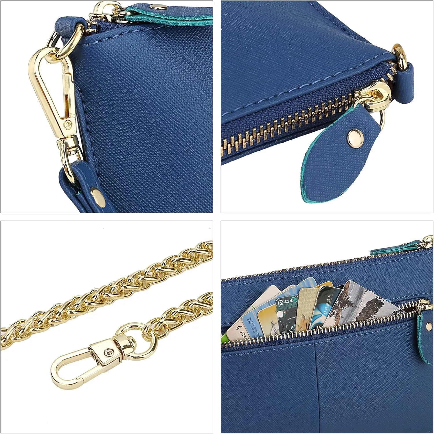 Uromee Wristlet Wallet Clutch Purses for Women Genuine Leather Crossbody Bag Handbag with Detachable Shoulder Chain