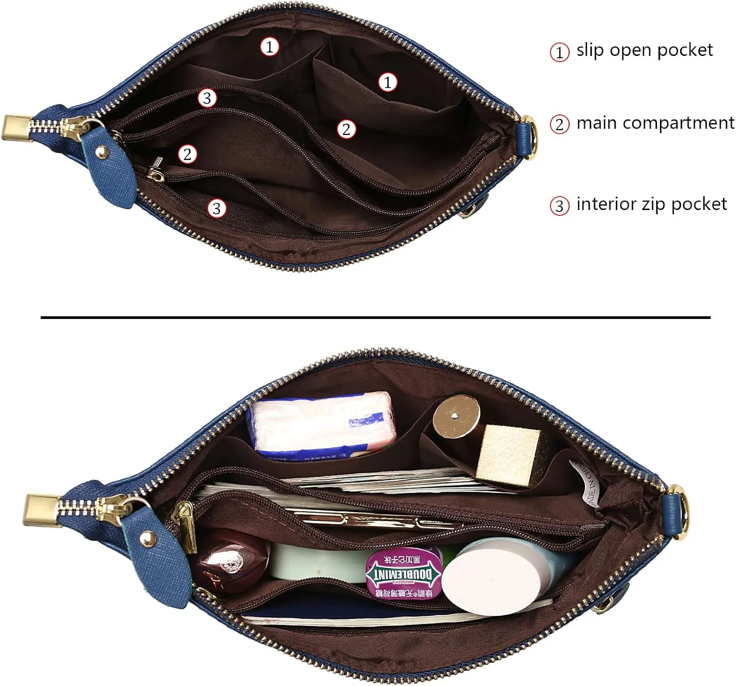 Uromee Wristlet Wallet Clutch Purses for Women Genuine Leather Crossbody Bag Handbag with Detachable Shoulder Chain