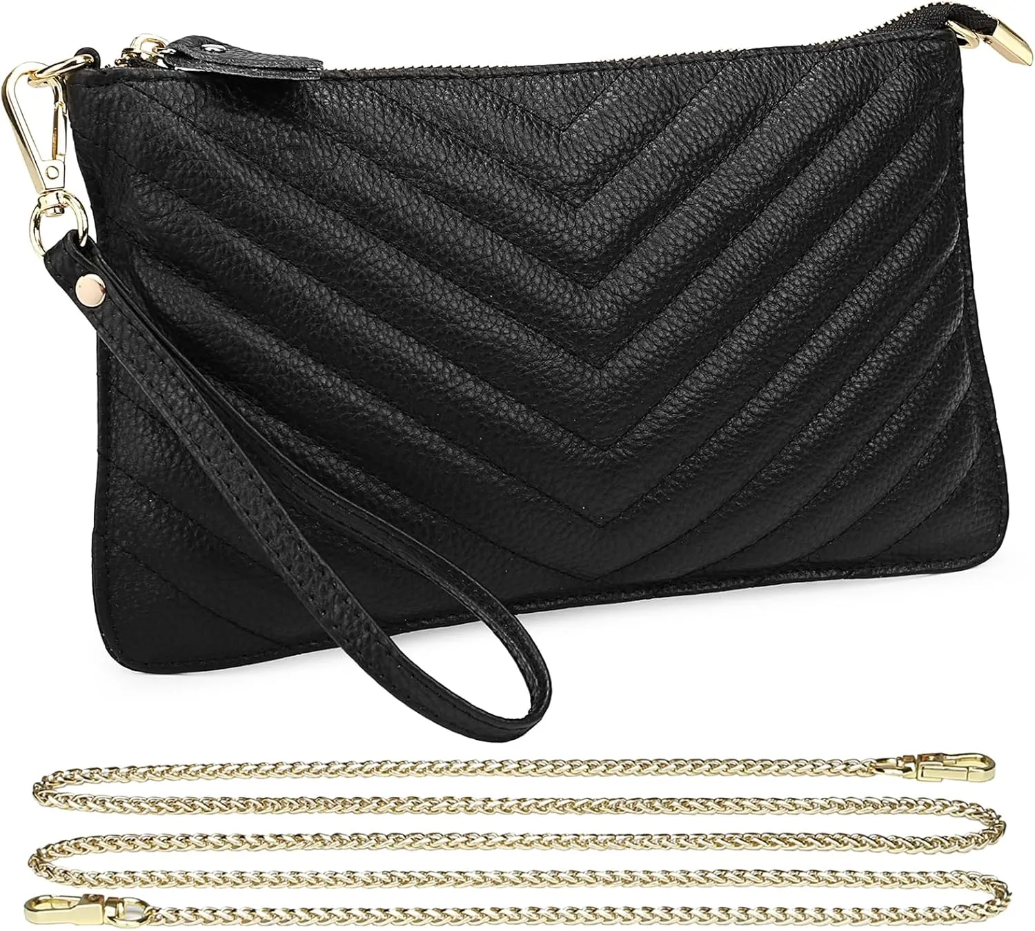 Uromee Wristlet Wallet Clutch Purses for Women Genuine Leather Crossbody Bag Handbag with Detachable Shoulder Chain