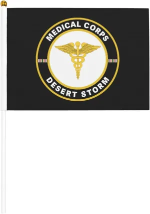 Us Army Medical Corps Desert Storm Stylish Mini Handheld Flags 5.5x8.3 Inch For Support Team Activities Parties