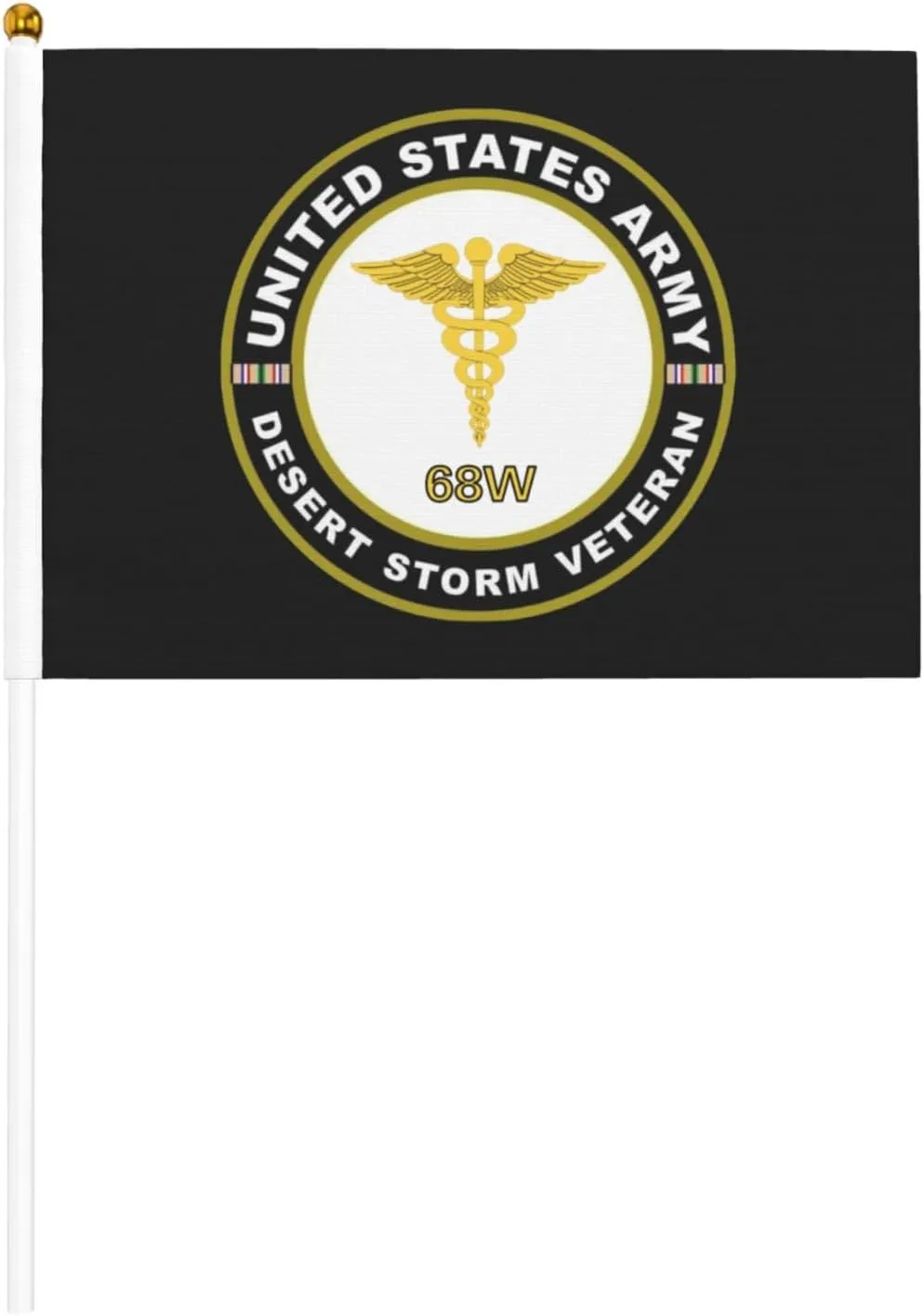 Us Army Mos 68w Medic Desert Storm Veteran Stylish Mini Handheld Flags 5.5x8.3 Inch For Support Team Activities Parties